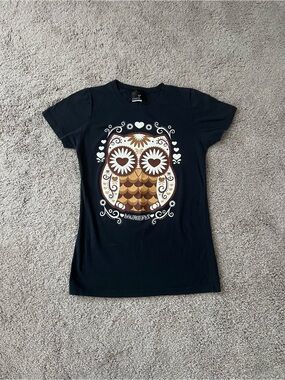 EUC Loungefly Navy Blue Tee with Owl Design Women XS Youth Girl L